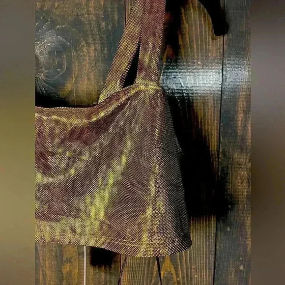 Metallic Gold Crop Top‎ Bralette Party Club Wear Sleeveless Tank A20 - Picture 3 of 6